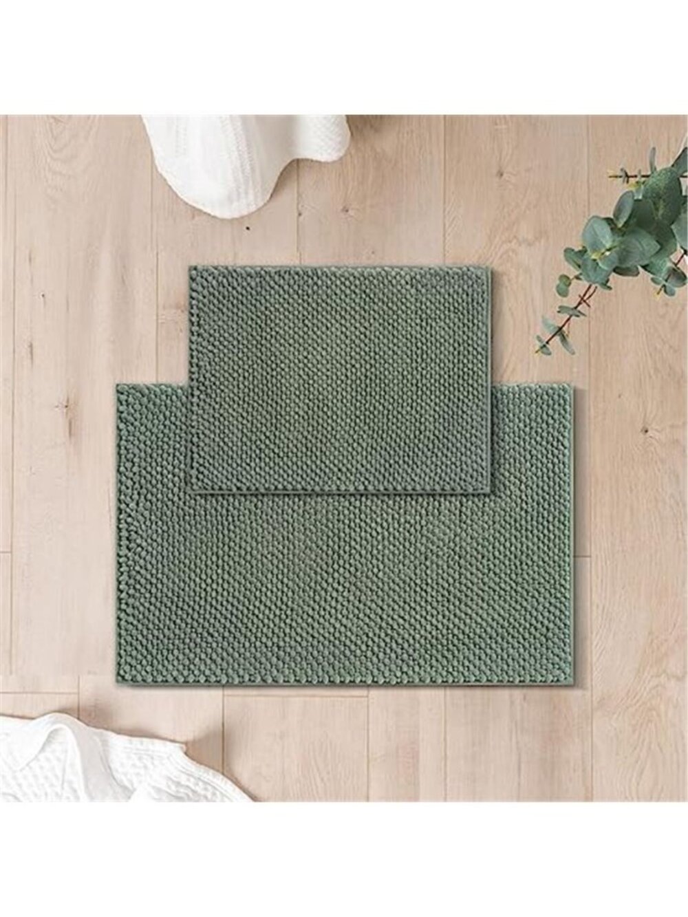 Chenille Bathroom Rug Set 2 Piece Non Slip Absorbent Bath Mats Soft Quick Dry